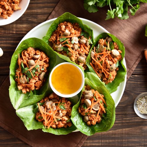 Roasted Char Siu Chicken in Lettuce Cup